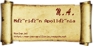 Márián Apollónia névjegykártya